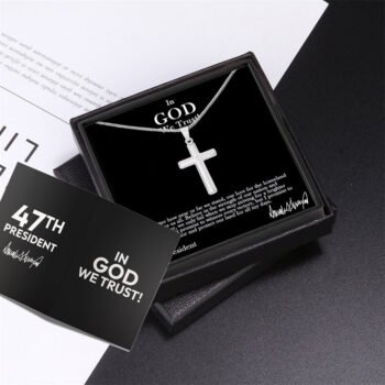 Sterling Silver 47 President “In God We Trust” Cross Necklace